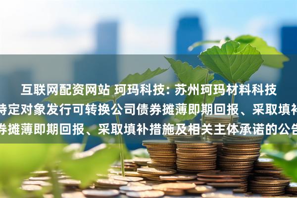 互联网配资网站 珂玛科技: 苏州珂玛材料科技股份有限公司关于向不特定对象发行可转换公司债券摊薄即期回报、采取填补措施及相关主体承诺的公告